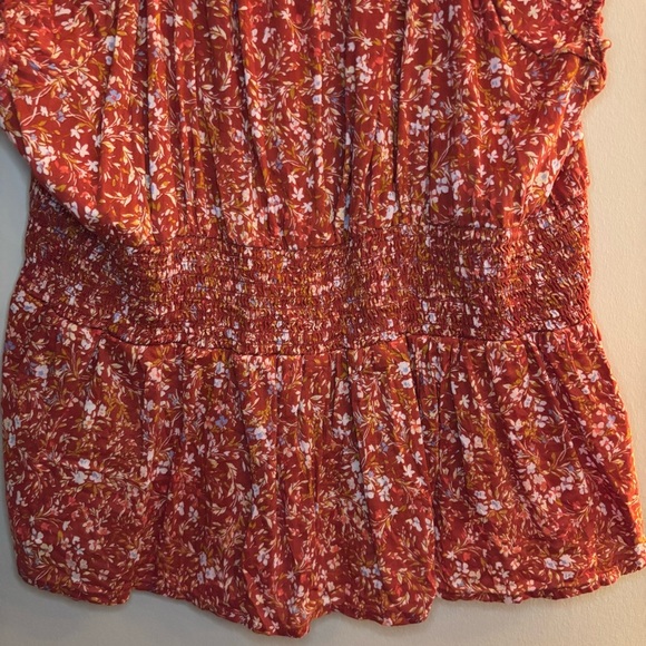 Old Navy Women’s Orange Floral-Print Smocked Peplum Blouse Size 3X - Picture 8 of 9